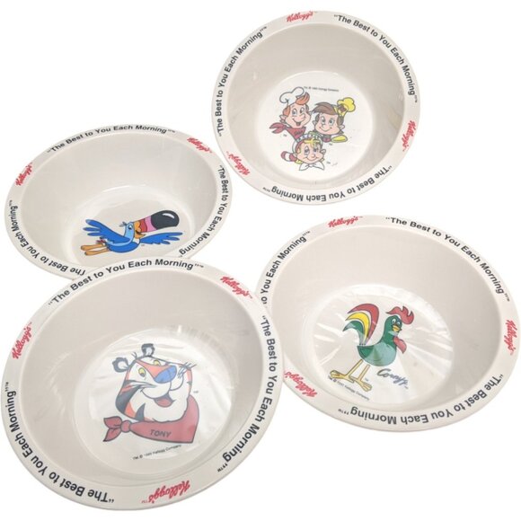 Kellogs Cereal Bowls Plastic Tony The Tiger Toucan Sam Corny Snap 1995 Vtg - Picture 16 of 16